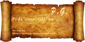 Prácser Géza névjegykártya